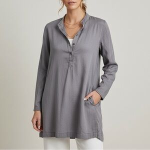 CP SHADES X FREE PEOPLE Cotton Silk Tunic Top in Silver Blue Gray